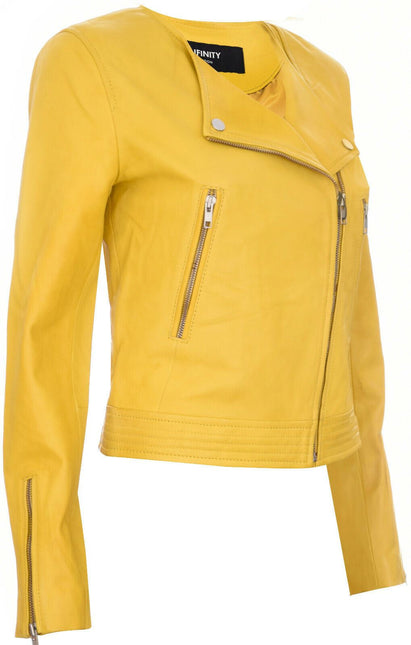 Womens Collarless Biker Jacket-Padova