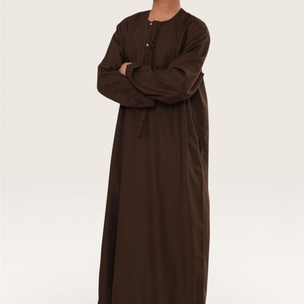Kids Boys Eid Brown Moroccan Jubba Robe Djellaba Ramadan Eid Thobe - K-HM11