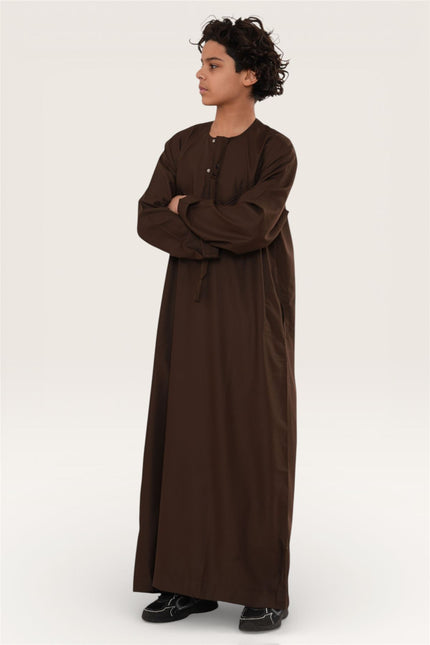 Kids Boys Eid Brown Moroccan Jubba Robe Djellaba Ramadan Eid Thobe - K-HM11