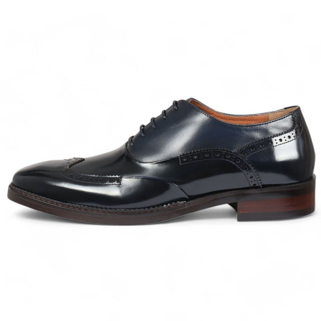 Justin Reess Men's Blue Patent Leather Brogue Formal Shoes - Harry