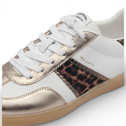 Tamaris Women's White Leopard Leather Trainers Sneaker Shoes