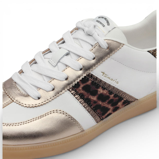 Tamaris Women's White Leopard Leather Trainers Sneaker Shoes