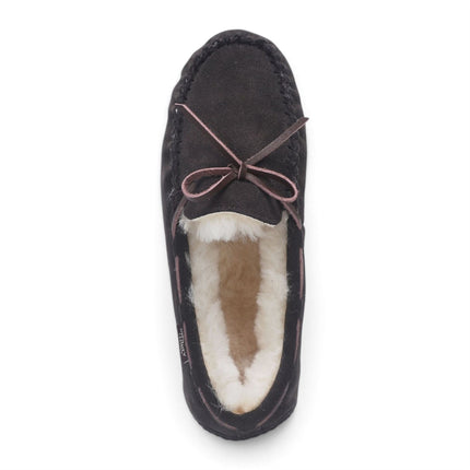 Women's Brown Genuine Sheepskin Moccasin Winter Slippers - Aspen