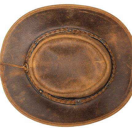 Cowboy Aussie Real Leather Hat Australian Tan Brown Western Outback Bush Hat