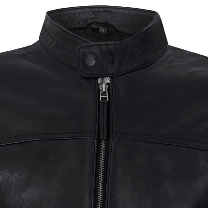 Men’s Classic Fitted Leather Biker Jacket-Austin