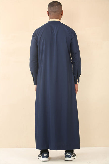 Men's Blue Thobe Arab Saudi Emirati Islamic Clothing Jubba Robe