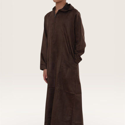 Kids Boys Hooded Eid Brown Moroccan Jubba Robe Ramadan Eid Thobe - K-HM12