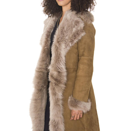 Womens Toscana Sheepskin Suede Trench Coat-Tbilisi