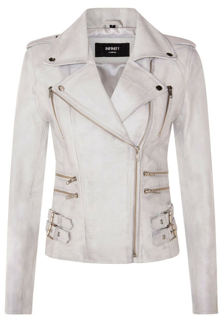 Womens Leather Brando Biker Jacket-Orlando
