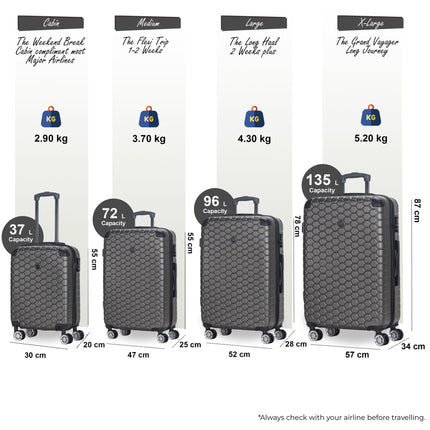 Hard Shell ABS 8 Wheel Luggage Travel Cabin Holiday Bags Suitcase Set