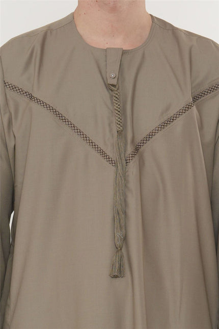 Men's Eid Beige Moroccan Thobe Robe Djellaba Ramadan Eid Jubba- HM10