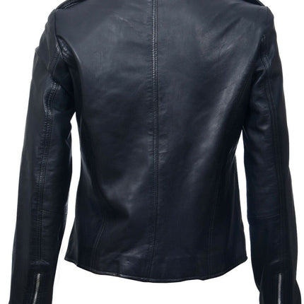 Womens Leather Biker Jacket-Zanzibar