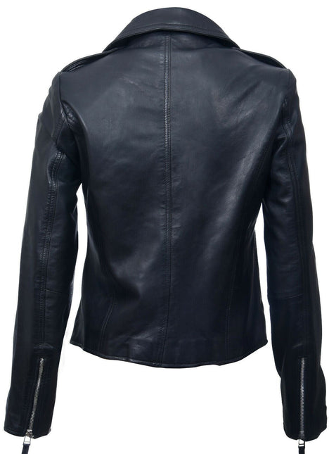 Womens Leather Biker Jacket-Zanzibar