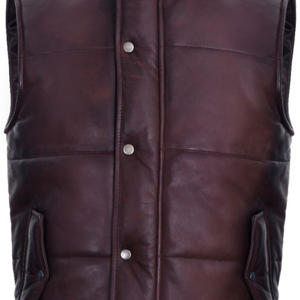 Mens Classic Leather Puffer Waistcoat-Nottingham