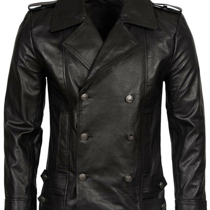 Mens Cowhide Leather Peacoat-Leiden