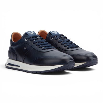 Martinelli Men's Blue Leather Sneakers Trainer Lace-Up Shoes - Hanbury