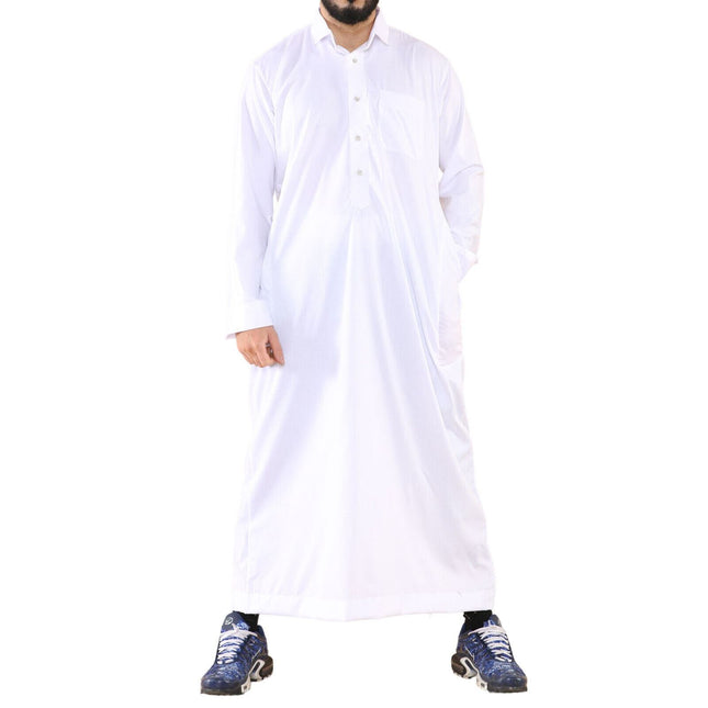 Mens White Thobe Jubba Saudi Ramadan Eid Islamic Kaftan Kaudara Arabic Jubbah