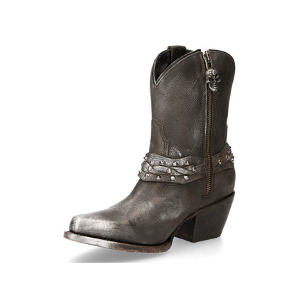 New Rock Black Leather Pointed Cowboy Boots - WSTM005-S1