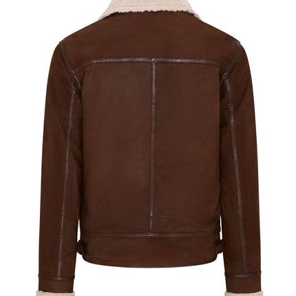 Mens Real Sheep Suede Bomber Jacket Aviator Jacket with Fur Lining