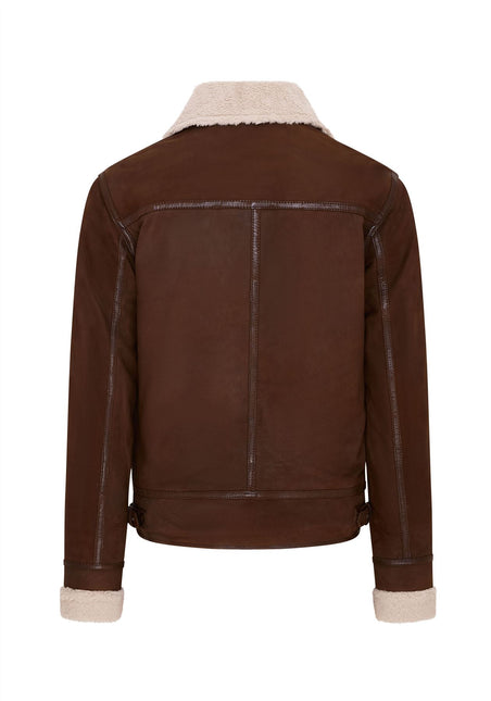 Mens Real Sheep Suede Bomber Jacket Aviator Jacket with Fur Lining
