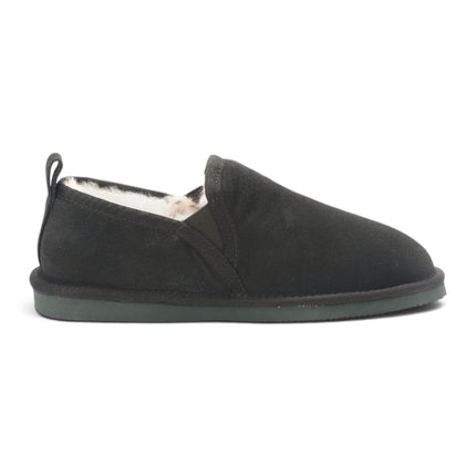 Men's Olive Green Genuine Sheepskin Suede Slipper Winter Moccasins - Cedar