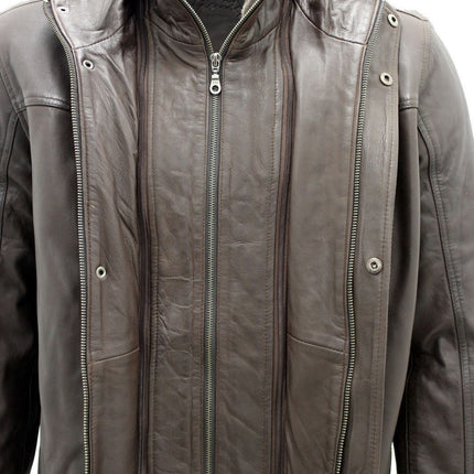 Mens Leather Mid Length Coat-Hanoi