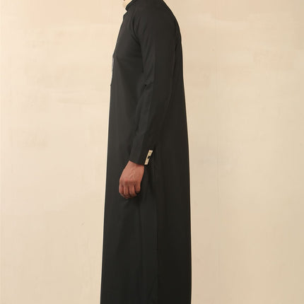 Men's Black Thobe Arab Saudi Emirati Islamic Clothing Jubba Robe