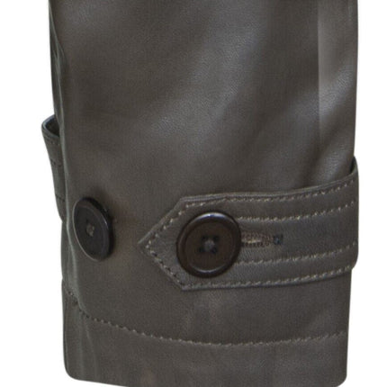 Womens Cropped Oversized Trench Leather Jacket - Canberra