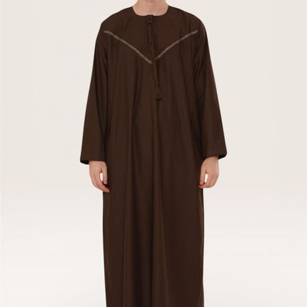 Men's Eid Brown Moroccan Thobe Robe Djellaba Ramadan Eid Jubba- HM10