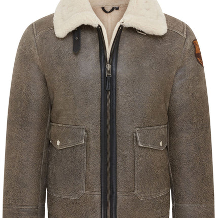 Men's Grey B3 Real Shearling Sheepskin WW2 Bomber Leather Flying Aviator Jacket