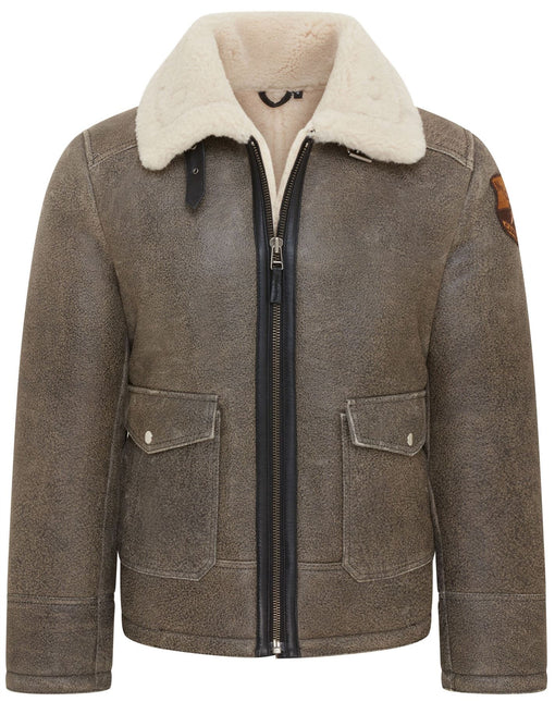 Men's Grey B3 Real Shearling Sheepskin WW2 Bomber Leather Flying Aviator Jacket