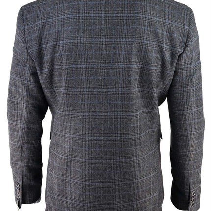 Mens Grey Check 3 Piece Tweed Suit Peaky Blinders 1920s Gatsby Tailored Fit