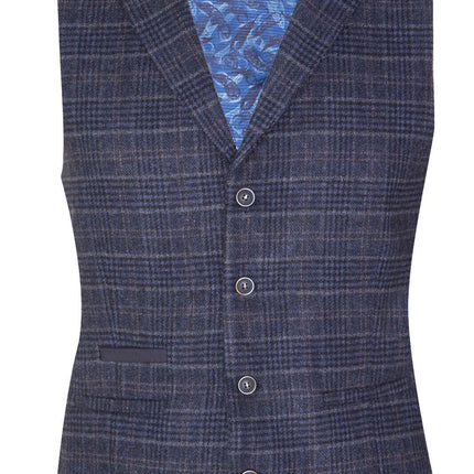 Mens Blue Check 3 Piece Tweed Suit Peaky Blinders 1920s Gatsby Tailored Fit