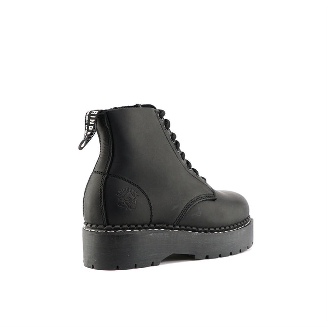 Grinders Unisex Black Chalie Acs Leather Ankle Casual Lace Up Boots
