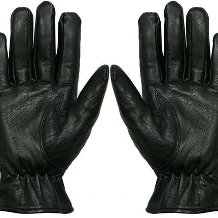 MENS BLACK CLASSIC REAL 100% LEATHER GLOVES THERMAL LINED DRIVING WINTER GIFT