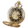 Vinatage Gold Mechanical Alloy Skeleton Half Hunter Pocket Watch
