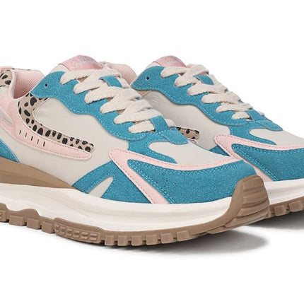 Blowfish Malibu Womens Pink Blue Retro Lace-Up Sneakers -Leo