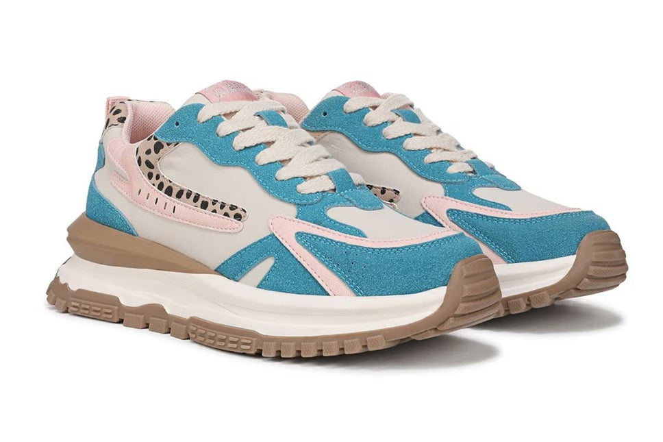 Blowfish Malibu Womens Pink Blue Retro Lace-Up Sneakers -Leo