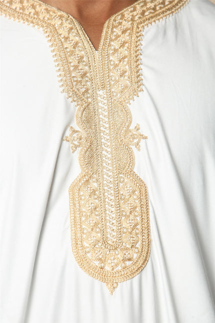 Men's White Moroccan Thobe Jubba Robe Eid Djellaba Gandoura