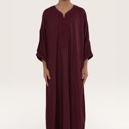 Kid's Boys Red Moroccan Thobe Jubba Robe Eid Djellaba Gandoura - K-HM62