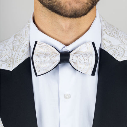 Men's 4 Piece White Paisley Wedding Suit Tailor Fit