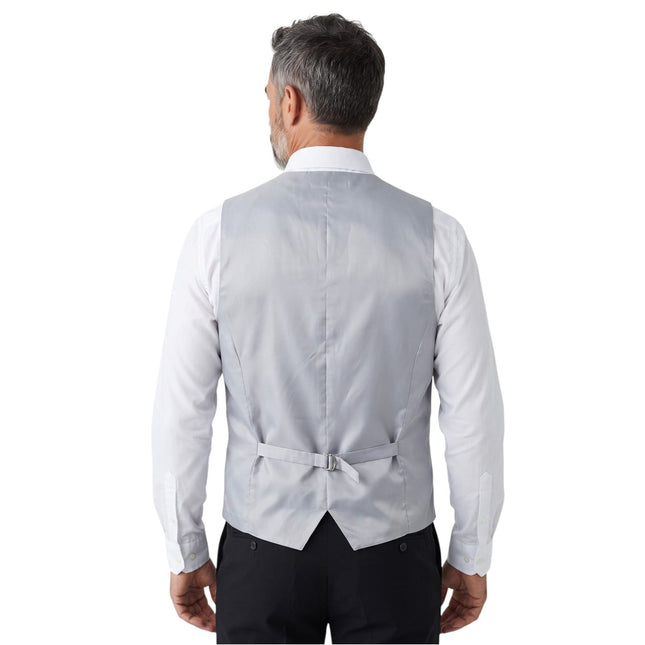 Men's Grey Paisley Floral 3 Piece Waistcoat Bow Tie Hankie Set - Robert