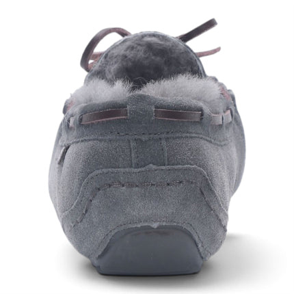 Women's Grey Genuine Sheepskin Moccasin Winter Slippers - Aspen