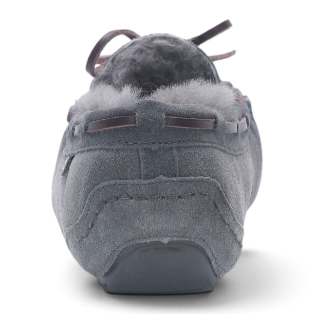 Women's Grey Genuine Sheepskin Moccasin Winter Slippers - Aspen