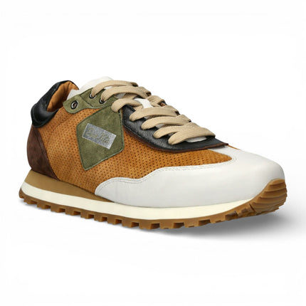 Lorenzo Conti Men's Aglae 02 Tan White Leather Trainers Sneaker Shoes