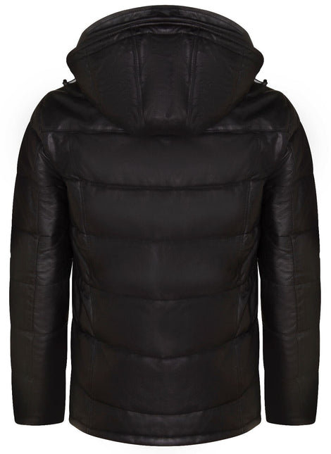 Mens Puffer Leather Bomber Jacket-Alicante