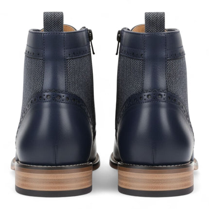 Men's Navy Blue Wingtip Brogue Ankle Dress Chukka Boots
