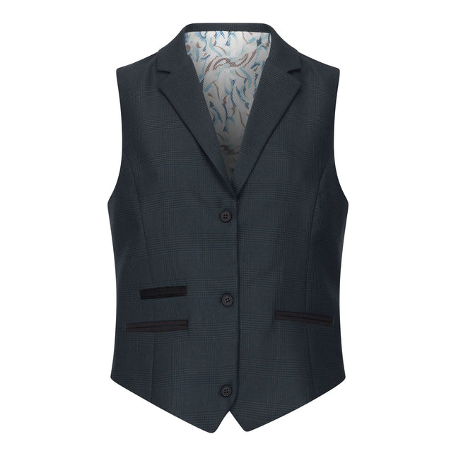 Women's Olive Three-Piece Tailored Fit Suit in Prince of Wales Check