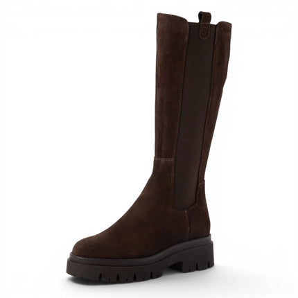 Tamaris Women’s Brown Leather Knee High Platform Heel Long Boots - 25608-41