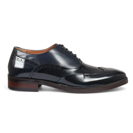 Justin Reess Men's Blue Patent Leather Brogue Formal Shoes - Harry